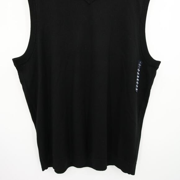 Hart Schaffner Marx Sweater Vest Black Extra Fine Merino Wool V Neck 2X Tall NWT - Picture 3 of 11